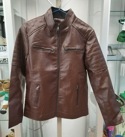 CHAMARRA BIKER BOMBER MARRON OSCURO LISA