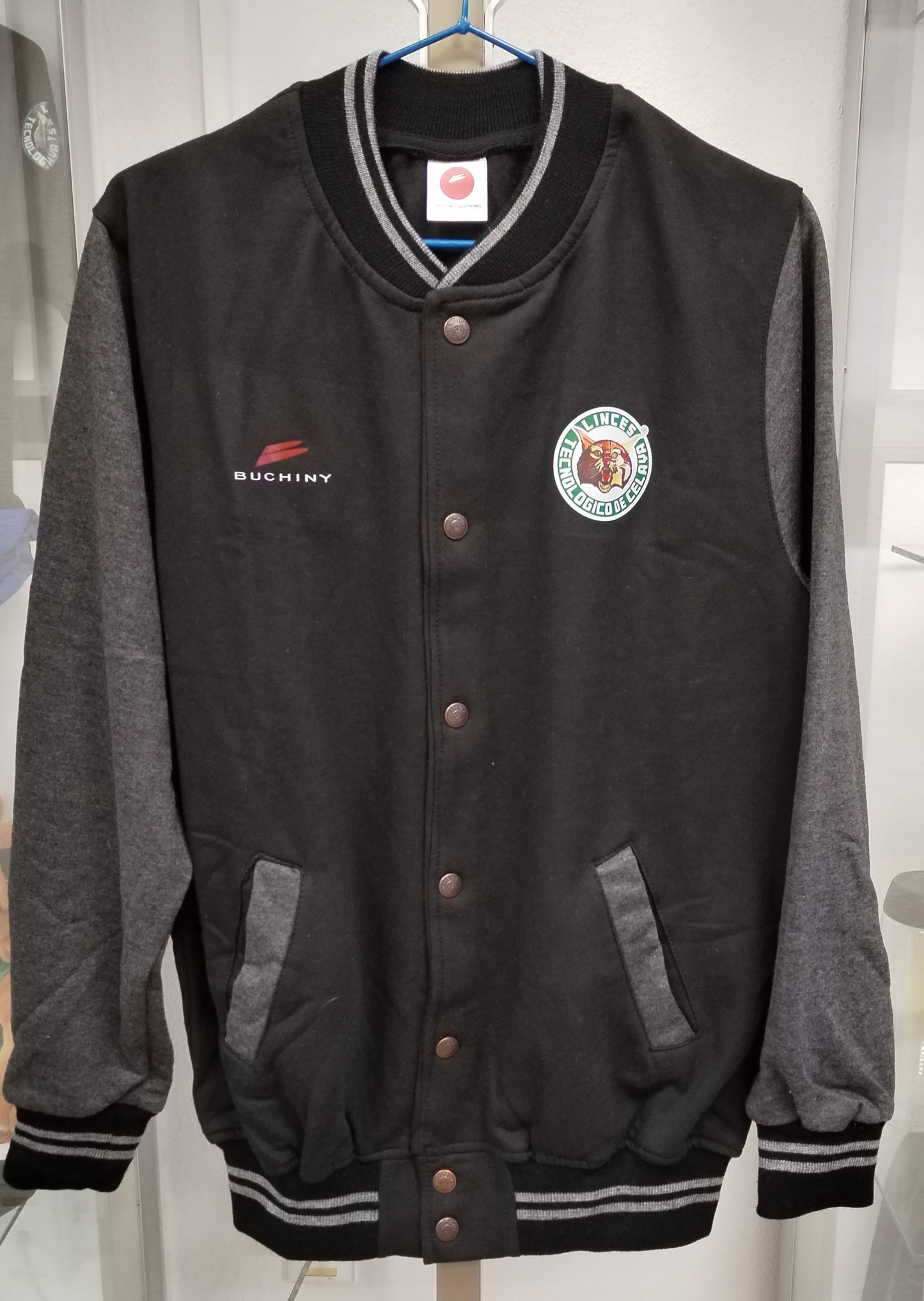 CHAMARRA UNIVERSITARIA NEGRO/GRIS (SERIGRAFIA)